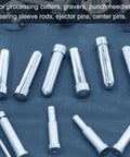 Five 6.3mm x 100mm HSS round lathe bars on a dark surface