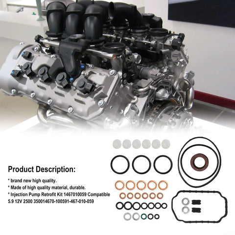 Fuel Injection Pump Repair Kit For VE Pump 5.9L 12V Diesel Engine With Governor Springs And Replacement Seals For Cummins Dodge Ram 2500 3500 Trucks close-up kit parts and O-rings