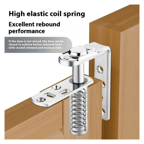 Heavy Duty Barn Door Hardware Kit With Axis Hinge Half Height Sliding Door Track Bidirectional Free Entry Exit Rotating Shaft In Classic Medium Black Finish with high elastic coil spring for enhanced door rebound performance.