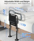 Foldable Bedside Rail For Seniors, non slip handle, adjustable height and width, large suction feet, on bed