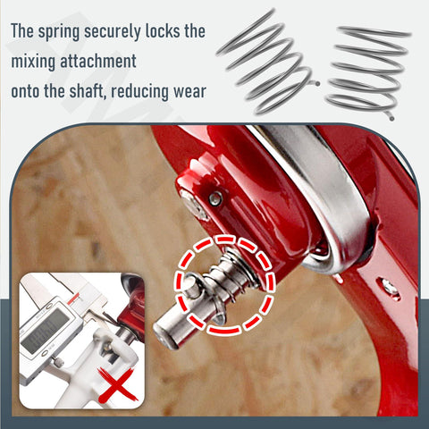 Worm Gear Kit For 5Qt And 6Qt Stand Mixers Replacing 9706529 9709511 showing red mixer attachment and spring detail