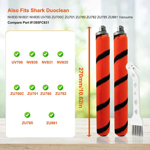 2 Pack Replacement Brush Roll For Shark Apex DuoClean Vacuums And UV700 Series, orange rollers with cleaning tool, 270mm height