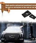 170 Piece Car U Clip And Screw Assortment Kit With galvanized screws and U-clips shown next to car in a wash.