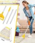 60 Inch Heavy Duty Mop Handle Featuring Upgraded Loop End Clamp And Smooth Grip Built Tough For Commercial Floors To Handle Heavy Scrubbing Tasks Without Breaking A Sweat, shown with mop head and poles.