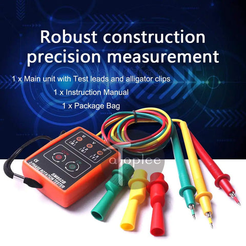 Three Phase Sequence Tester With LED Indicator And Buzzer For 60V To 600V AC A Pro Grade NoNonsense Gear For Detecting Phase Presence And Rotation Compact Electric Meter For Industrial Checks, with leads and clips