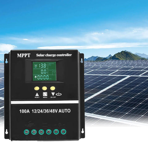 100A MPPT Solar Charge Controller With LCD Display, Auto Detects 12V/24V/36V/48V, 7 Modes, Dual USB Ports in solar panel field
