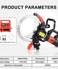 Heavy Duty Concrete Ring Saw With Massive 11 Inch Cut Depth And Commercial Diamond Blade, showing motor and water pump.