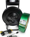 3/4 Inch X 2400 Ft Polyester PET Strapping Kit With 2500 Lb Break Strength, Battery Powered Sealer, Strapping Cart