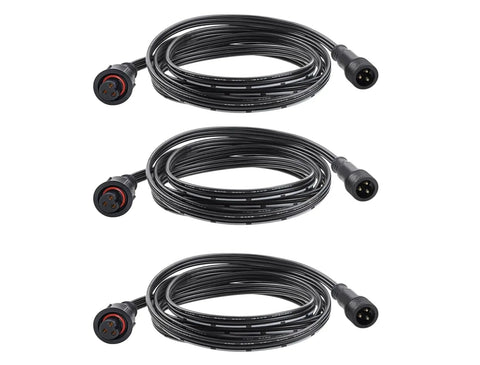 Built Tough 3 Pin Xconnect Extension Cable 10ft Drop With 18AWG Pure Copper Wire IP67 Rated waterproof cables in a pack.