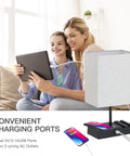 Wireless Charging Bedside Lamps Set Of 2 With USB A And C Ports Phone Stands 3 Way Dimmable Touch Control Nightstand Lamps For Bedroom Bulbs Included Now, linen lampshade, phone and tablet charging