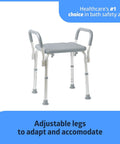 Heavy Duty Bath Bench With Padded Armrests For Safe Showers, High Weight Capacity Up To 350 Lbs, Comfy Durable Shower Seat