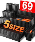 69 Piece Tool Box Organizer Tray Divider Set Black Five Sizes Desk Drawer Bin For Socket Storage And Toolbox Organization Fits Rolling Tool Chests Carts And Workbenches