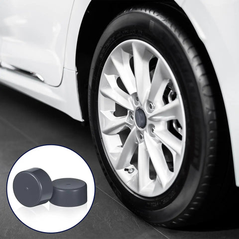 Heavy Duty 4 Pack 1.98 Inch Grey Rubber Bearing Dust Caps For Boat And Trailer Wheels Hub Grease Caps shown near car tire