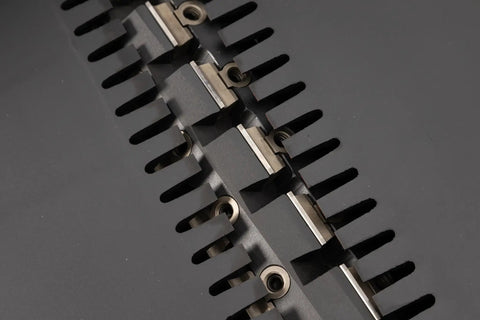 Close-up of helical cutterhead on Industrial Grade 16 Inch Parallelogram Jointer With Helical Cutterhead 7.5 Hp Three Phase Motor.
