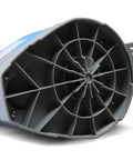 Bottom view of Submersible Clean Water Sump Pump One Third HP With Built In Automatic On Off And Adjustable Start Heights 1560 GPH 20 Foot Head Thermal Protector Copper Winding Hands Free Water Removal Portable Handle Heavy Duty Home And Workshop Drain Pump.