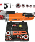 Heavy Duty Electric Pipe Threader, 2300W Portable Threading Machine with six dies and copper motor, ideal for steel pipes.