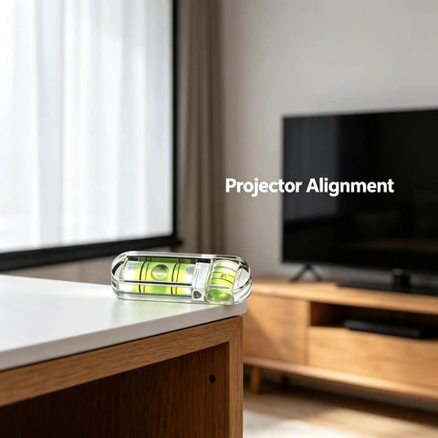 Mini Bubble Spirit Levels, 3 Pcs 30 X 9Mm Layout Tools on a table for precise alignment in a living room setting.