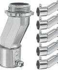 Six Pack Three Quarter Inch EMT Offset Connectors UL Listed Galvanized Steel Conduit Fittings with Set Screws and Locknuts