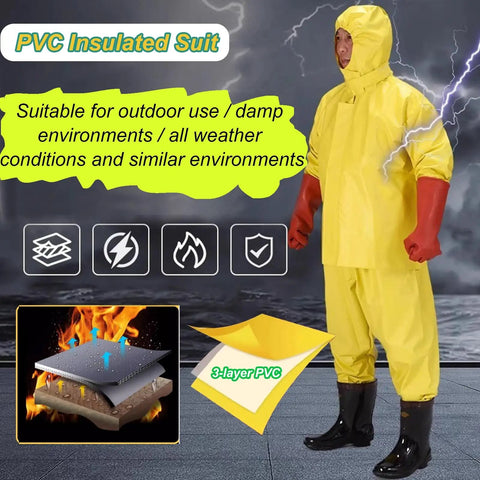 High Voltage Insulation Suit 1kV To 35kV, 2 Pack Electrical Insulation Clothing Set, PVC resin suit with gloves and boots for electricians