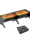 Two Pack Portable Folding Charcoal Grill Set For Camping And Backyard Barbecues Heavy Duty Campfire Grates With Carry Bag