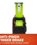 ControlTouch Nite Eye Tape Measure With Anti Pinch Lock and 360 Degree End Hook, showing anti-pinch finger brake feature