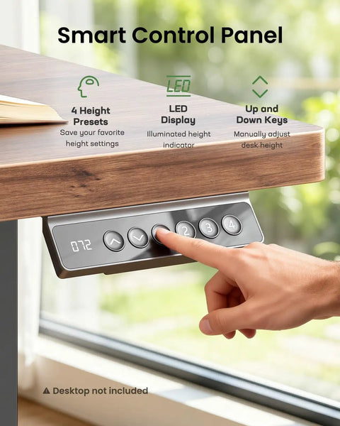 Smart control panel for Rock This Dual Motor Standing Desk Frame For 44 To 90 Inch Desktops, holds up to 264 lbs.