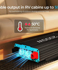 2000W Pure Sine Wave Inverter 12V Dc To 120V Ac Power Converter showing airflow details in RV cabin setup.