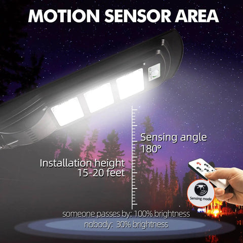 200W Solar Street Light With 6000 Lumens, Waterproof Outdoor Lamp, motion sensor, remote control, night setting