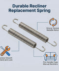 Top Notch Heavy Duty Stainless Steel Replacement Recliner Tension Springs Fix Your Saggy Sofa Mechanism With Buttery Smooth Tilt Lock And Return Action Rock Solid Couch Upgrade For Home Theater Setup Two Pack Six Point Five Inch, showcasing durable stainless steel springs.