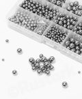 304 Stainless Steel Bearing Balls Set 300 Pieces In 12 Sizes For Machinery Automotive And Bicycle Repairs Pro Grade Precision Solid Bearings For Industrial Use, assorted balls in storage tray