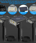 Multicolor Solar Spot Lights Outdoor 100LED with 3.5W Panel Powers Two 40LED Color Changing Spots IP68 Waterproof