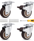 2 Inch Heavy Duty Swivel Casters Set Of 4 For Furniture Cribs And Workbenches 300 Lb Total Capacity Floor Safe And Quiet Rolling 2 With Brakes And 2 Without Includes Screws And Driver