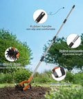 2 In 1 Rotary Garden Tiller And Weeder With Detachable Weed Knife 73 Inch Adjustable Stainless Handle Manual Cultivator