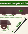 Landscape Edging Kit No Dig Garden Border 40 Foot Long 3 Inch Tall Brown Polymer Edging detail with dimensions and spike