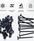 50 Pack Nylon Universal Cable Tie Buckles With Pin And Button Self Locking Design UV Resistant For Car Bumpers shown