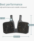 Two Pack Bike Brake Pads For Magura MT5 MT7 Hydraulic Disc Brakes with measurements and semi-metallic compound