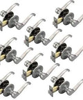 Satin Nickel 8 Pack Passage Door Levers, Reversible Left Or Right, ANSI Grade 3 Hall Closet Handles, No Locking Function