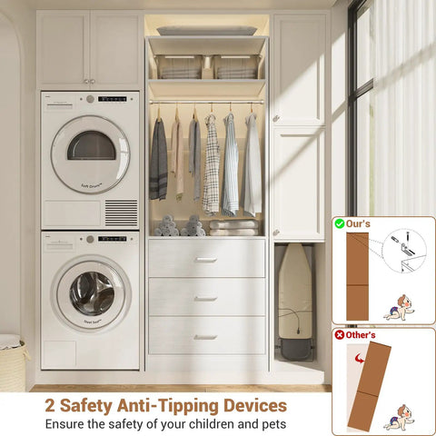 A Portable Modular Closet Organization System With Twelve Sturdy Wood Drawers And Rollers Helps You Kick Clutter To The Curb While Offering Heavy Duty Storage For All Your Threads Across Four Pieces