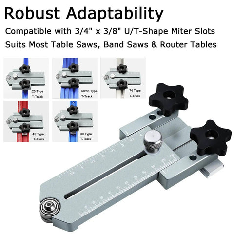 Ultra Thin Ripping Jig For Table Saw And Router Band Saw Aluminum Alloy Woodworking Guide With Inch Scale Fits T Tracks