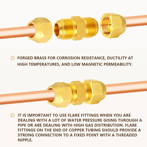 Grease Monkey Approved 10 Piece Beefy Brass 45 Degree Flare Tube Fittings One Quarter Inch Sae Copper Pipe Extenders on copper pipes.