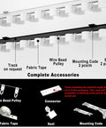 Heavy Duty Ripplefold Snap Track With Tape Set for Silent, Smooth Curtain Runs, Aluminum Rail, Fits 3.3ft to 19.7ft Lengths, Blackout Curtains Compatible, Ideal for Office or Home, White Finish, Durable Rail System with accessories