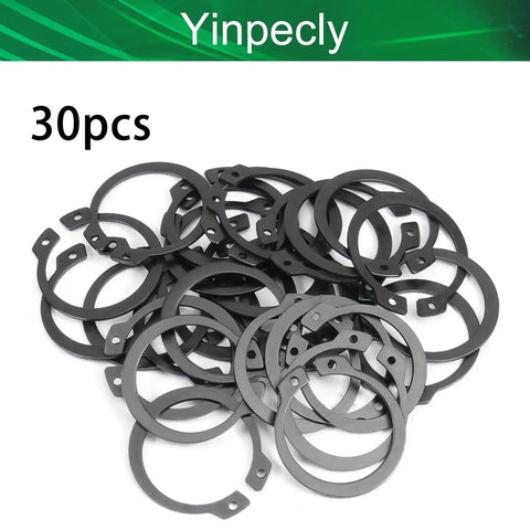 Tough As Nails 27.9mm External Circlips And C Clip Retaining Snap Rings Formed From Beefy 65Mn Steel For Shop Machinery Bearings Gears Pulleys And Fixture Clamps 30 Piece Pack Black on a white background.