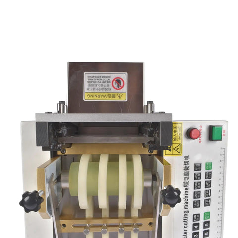 Top view of Auto Heat Shrink Tube Cutter For 110V Cables And Pipes, Fast Clean Cold Cut Machine with control panel