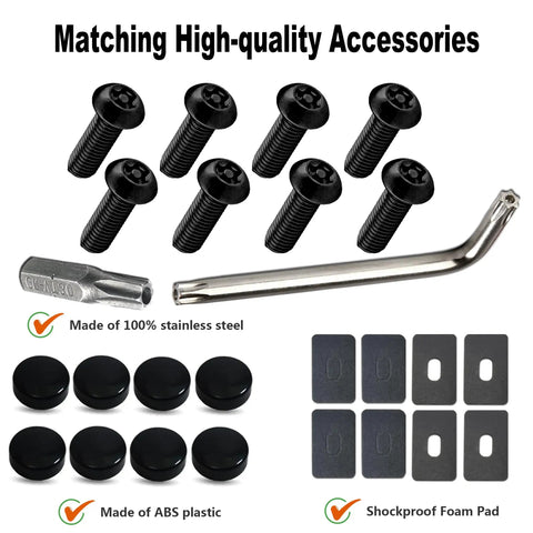 Lock Your Plates Down Tight With These Sleek Black License Plate Screws Featuring Tamper Proof Anti Theft Design Made From Sturdy One Quarter Inch Stainless Steel For Quick Install And Heavy Shield Against Highway Hooligans And Dust.
