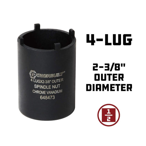 4 Lug Spindle Nut Socket Two And Three Eighths Inch Outer Diameter One Half Inch Drive For Chevy GMC Ford Bronco Ranger Pickup Trucks And SUVs Durable Non Impact Tool For Easy Nut Removal