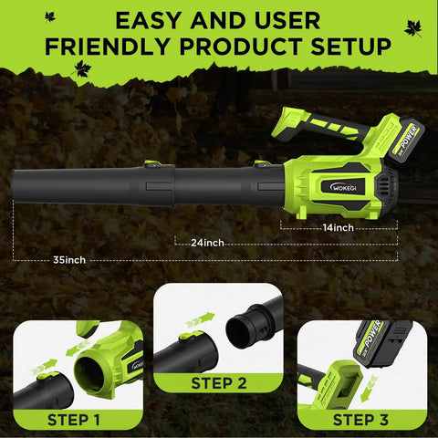 Easy setup for Powerful 580 CFM Cordless Leaf Blower With Dual Batteries, Brushless Motor, Lightweight Handheld Design