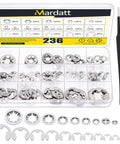 Stainless Steel Internal Tooth Star Lock Washers And E Clip Assortment Set For Metric Sizes M2 To M12 in a plastic case