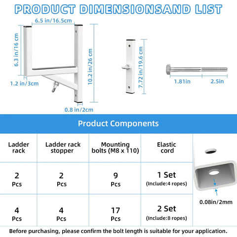 Built Like A Tank Adjustable Aluminum Cargo Trailer Ladder Rack Handles Two Heavy Ladders Without Breaking A Sweat product dimensions and components