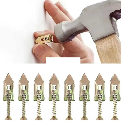 Heavy Duty Wood Screw And Drywall Anchor Kit With Self Drilling Expansion Screws For Gypsum Board Yellow Zinc Plated Rust Resistant And Easy No Prep Install For Strong Wall Mounts, drywall anchor set