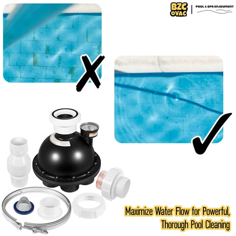 5-Port 1.5 Inch Water Valve Assembly Replacement for In-Floor Pool Cleaning System, OEM Grade Valve Restores Full Water Flow, Compatible With Caretaker Style Heads and Polaris Units, Easy Install, Durable Build, with unions and O-rings